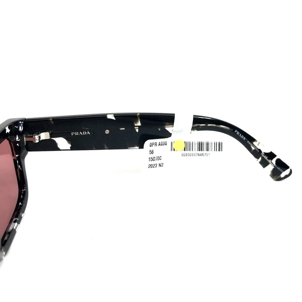 Prada Sunglasses SPRA03 15O-70C Black Clear Tortoise Frames w/ Pink Polarized